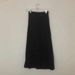 Black pleated midi skirt
